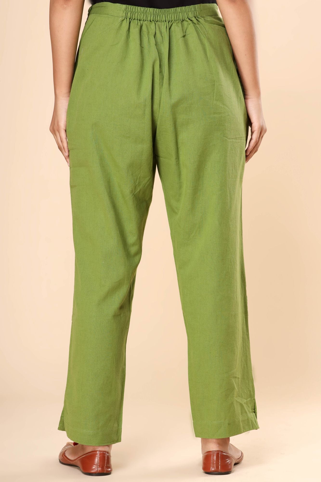 Greenery Cotton Flex Straight Zipper Pants