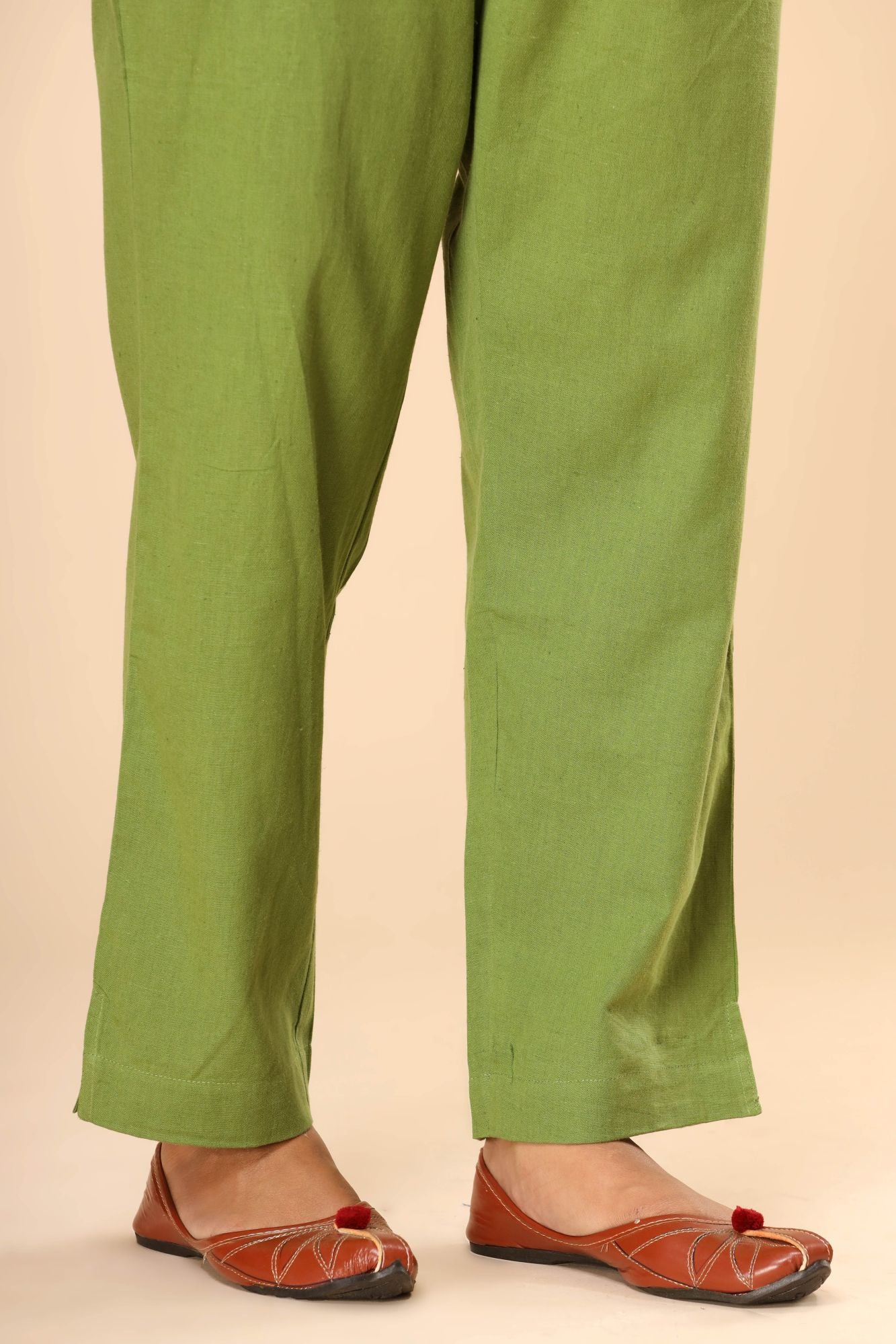 Greenery Cotton Flex Straight Zipper Pants