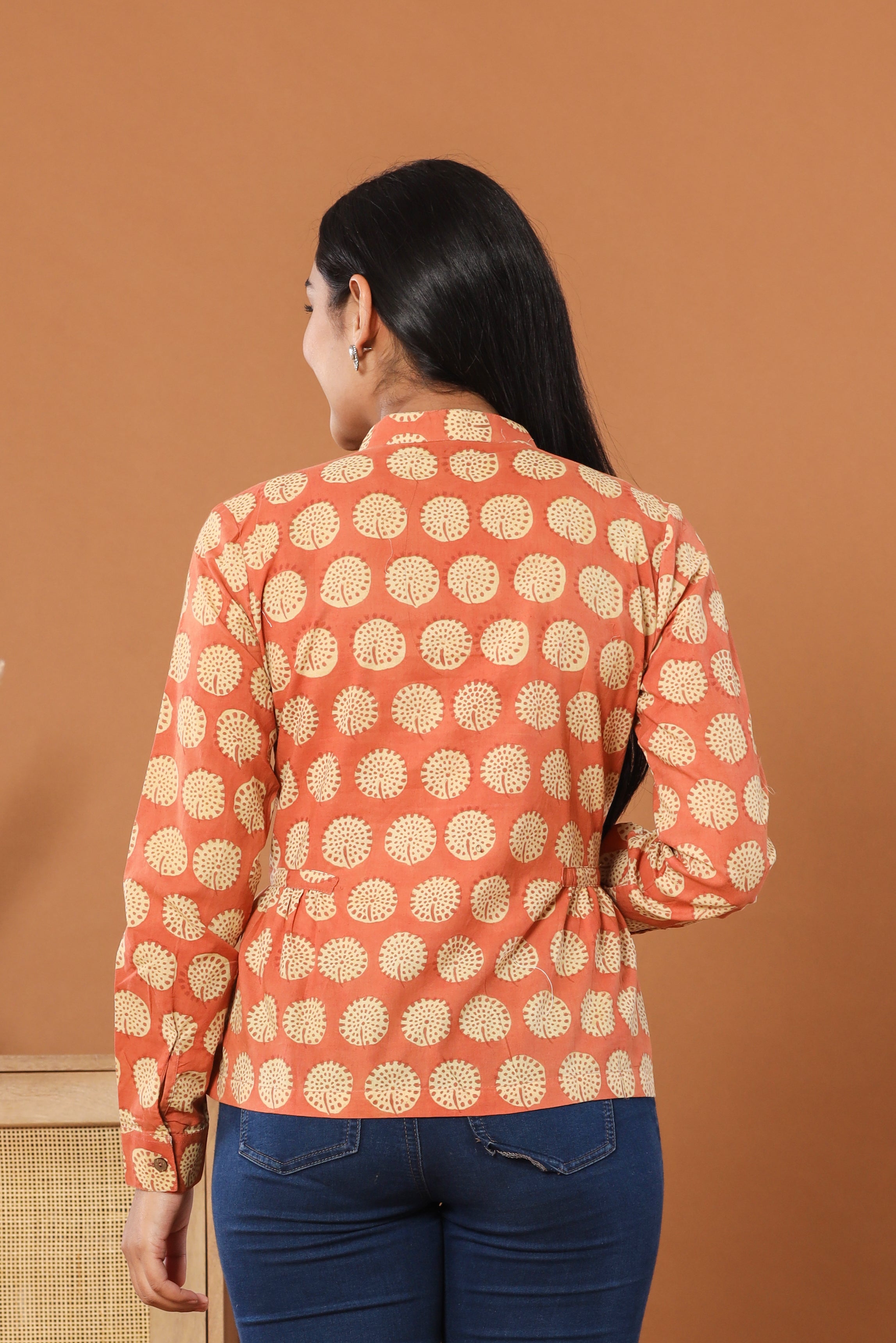 Bagru Gola Phool Womens Hand Block Printed Shirt Tops