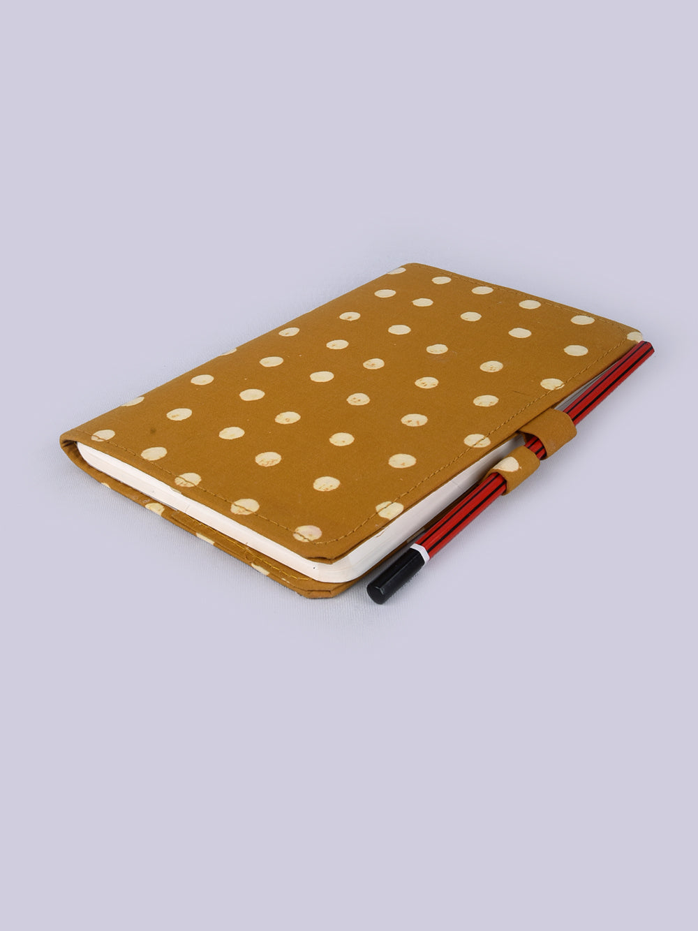 Yellow Polka Dots Hand Block Printed Jot it Down Pencil Diary
