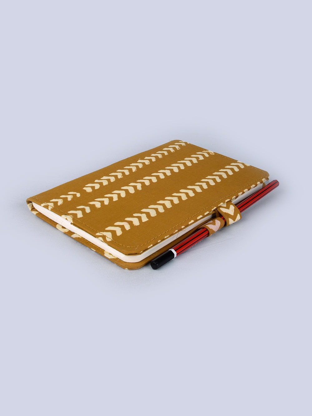 Yellow Arrow Hand Block Printed Jot it Down Pencil Diary