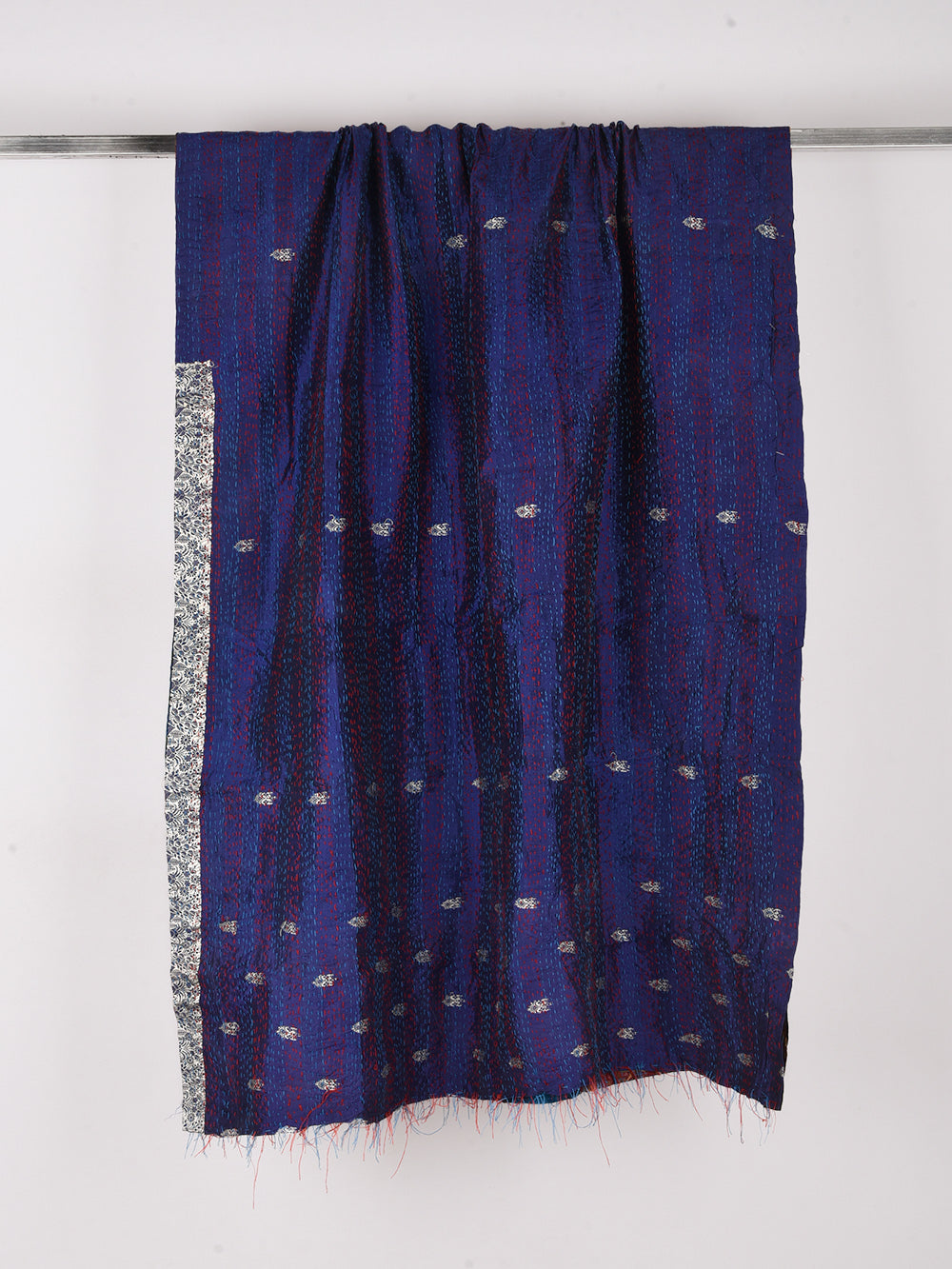 Purple Pre-Loved Silk Sarees Kantha Patchwork Stole