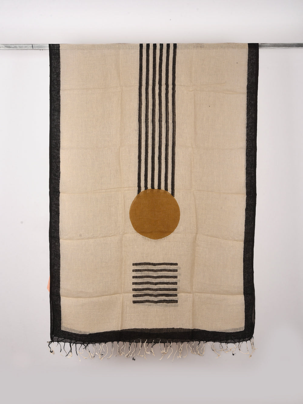 Bagru Alpha Hand Printed Pure Linen Dupatta