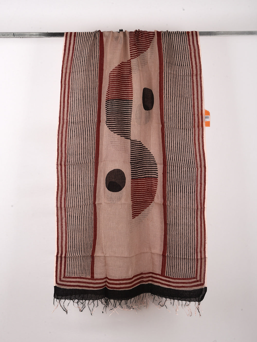 Bagru Hemisphere Hand Printed Pure Linen Dupatta
