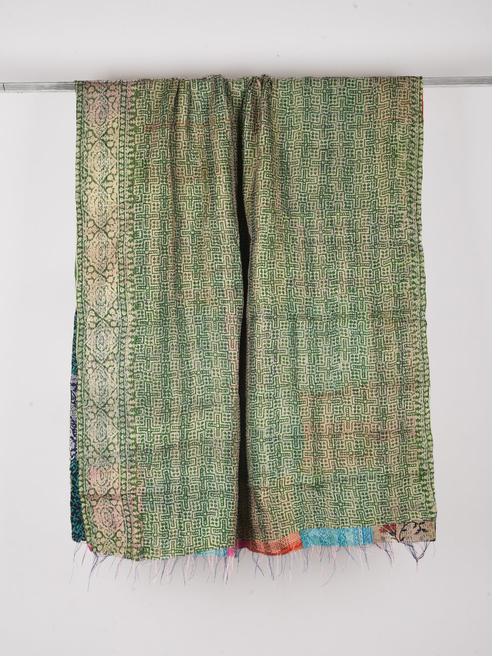 Aztec Pre-Loved Silk Sarees Kantha Patchwork Stole