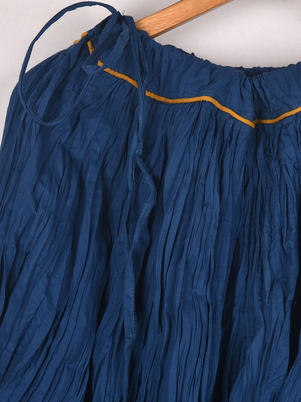 Plain Dyed Indigo Blue Crinkled Cotton Cambric 48 Kali Kalidaar Skirt