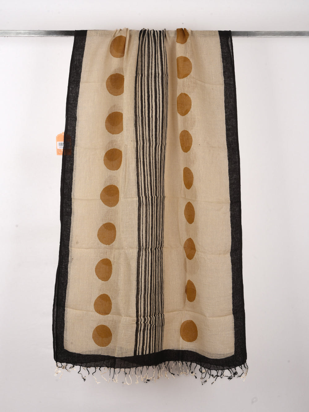 Bagru Dots Hand Printed Pure Linen Dupatta