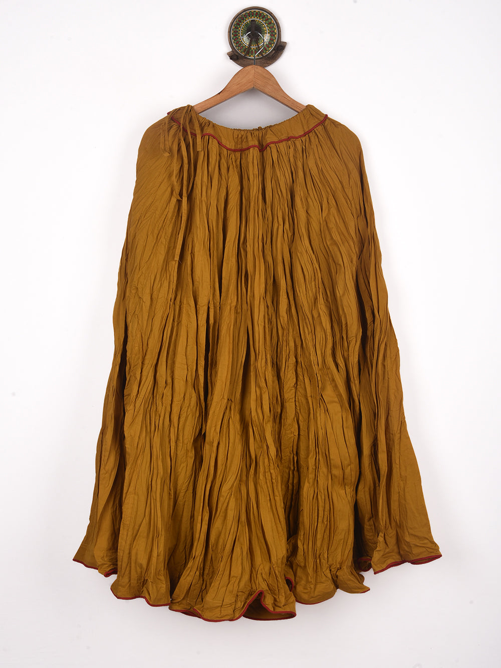 Plain Dyed Ochre Yellow Crinkled Cotton Cambric 48 Kali Kalidaar Skirt