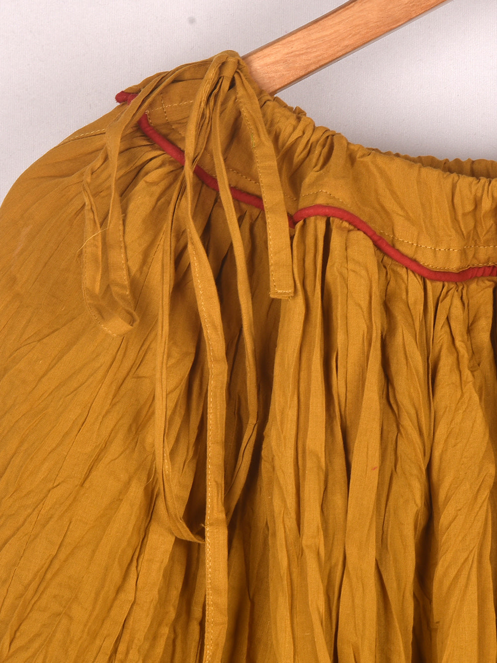Plain Dyed Ochre Yellow Crinkled Cotton Cambric 48 Kali Kalidaar Skirt