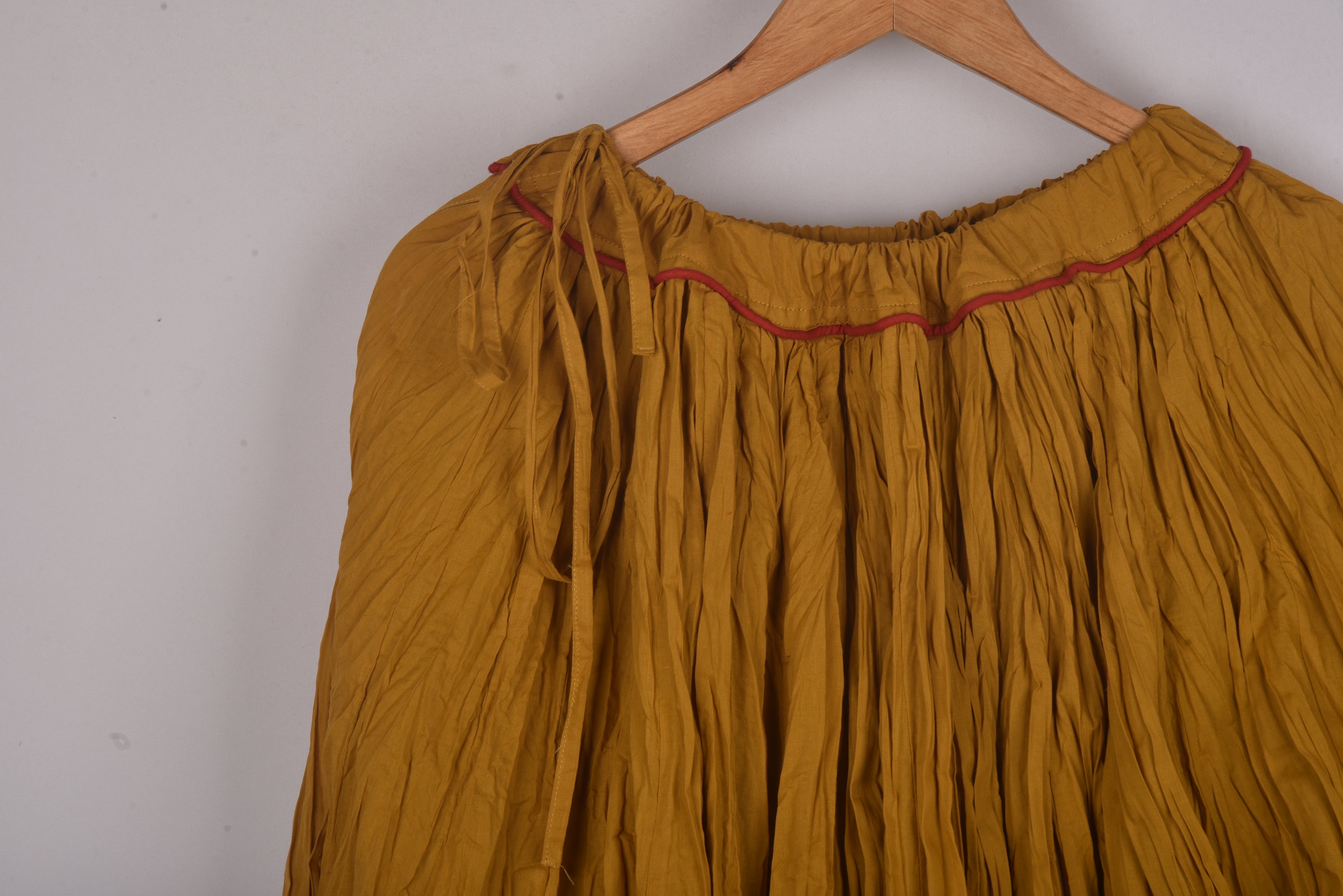 Plain Dyed Ochre Yellow Crinkled Cotton Cambric 48 Kali Kalidaar Skirt