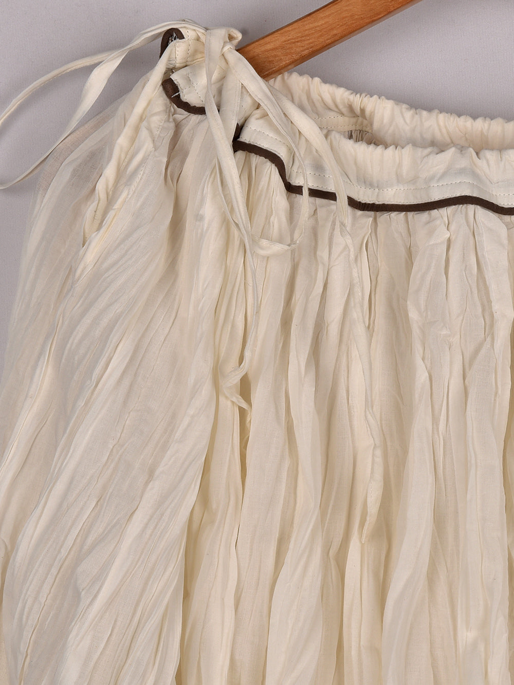 Plain Dyed Natural White Crinkled Cotton Cambric 48 Kali Kalidaar Skirt