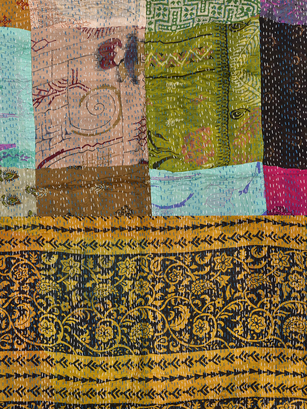 Parcha Pre-Loved Silk Sarees Kantha Patchwork Stole