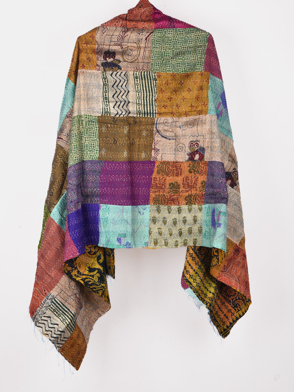 Parcha Pre-Loved Silk Sarees Kantha Patchwork Stole