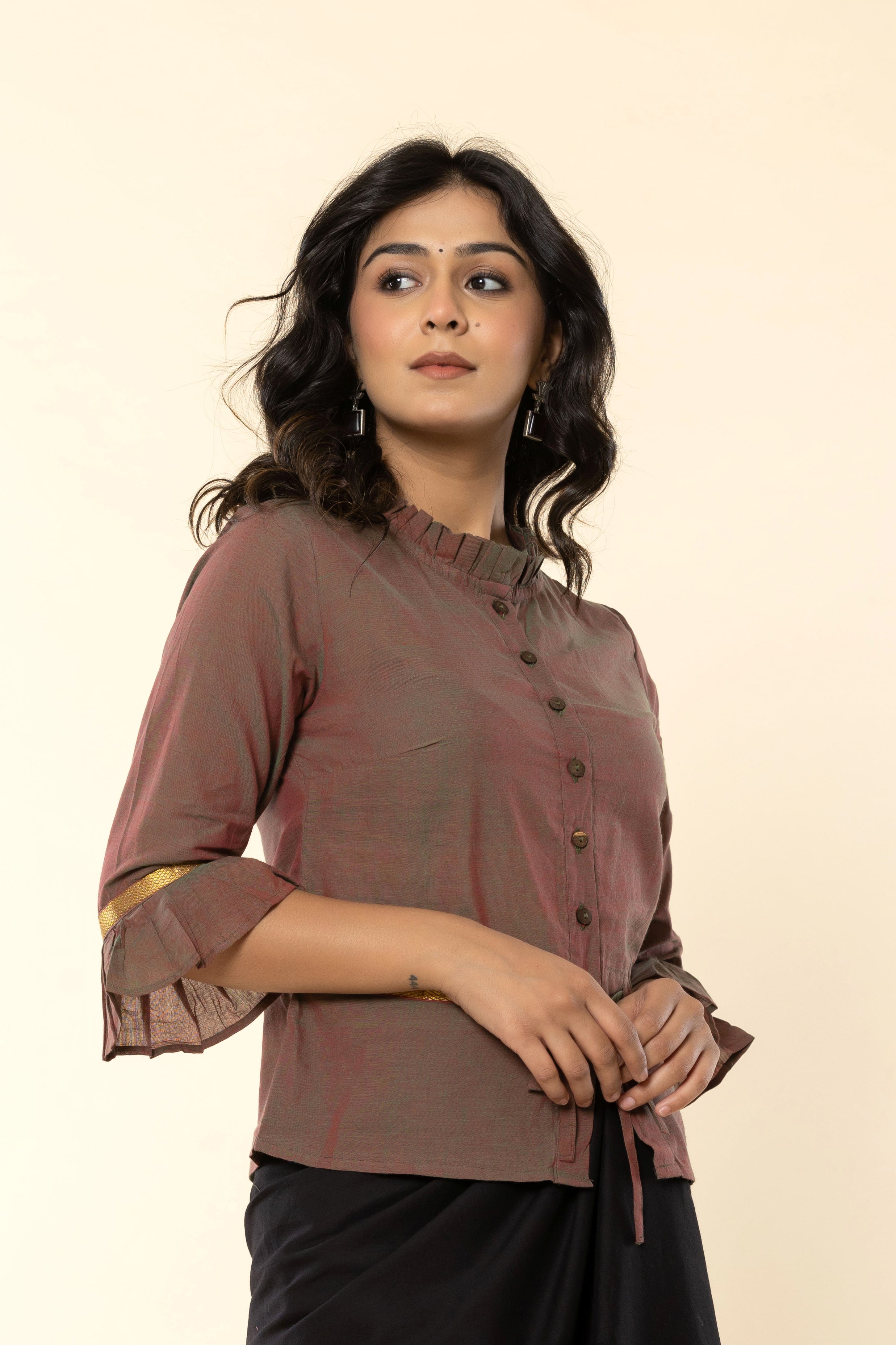 Pyaazi Mangalgiri Cotton Long Blouse