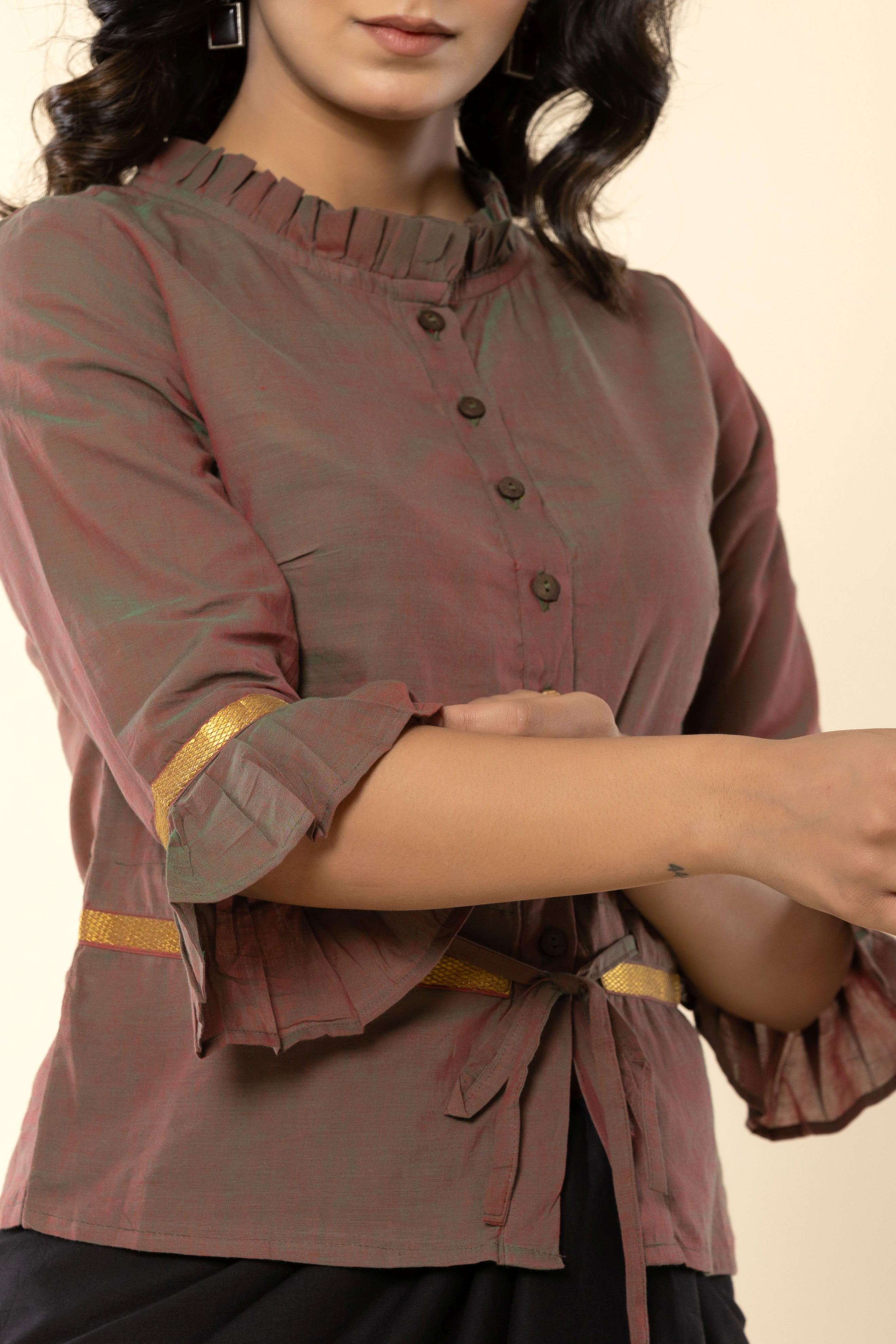 Pyaazi Mangalgiri Cotton Long Blouse