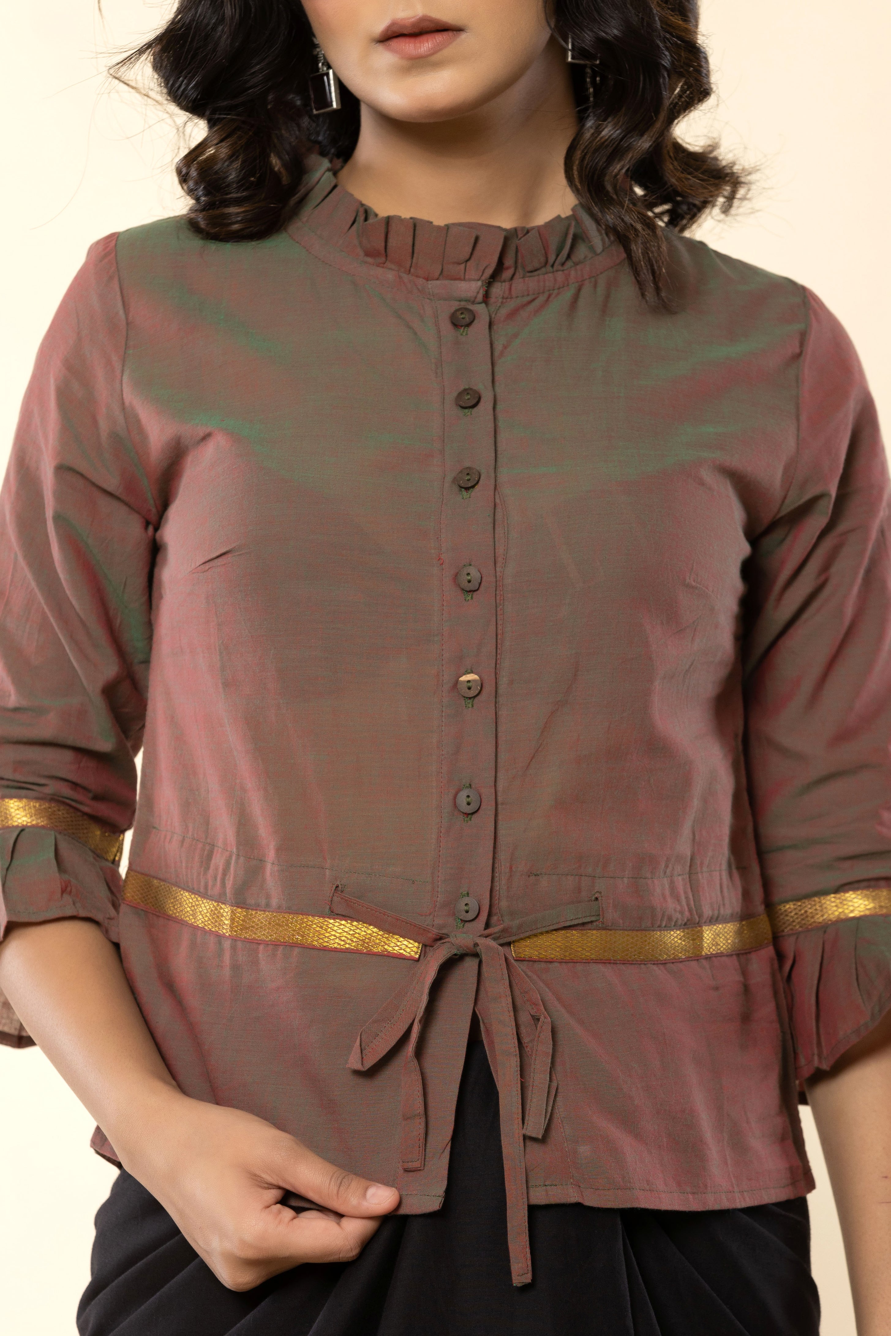 Pyaazi Mangalgiri Cotton Long Blouse