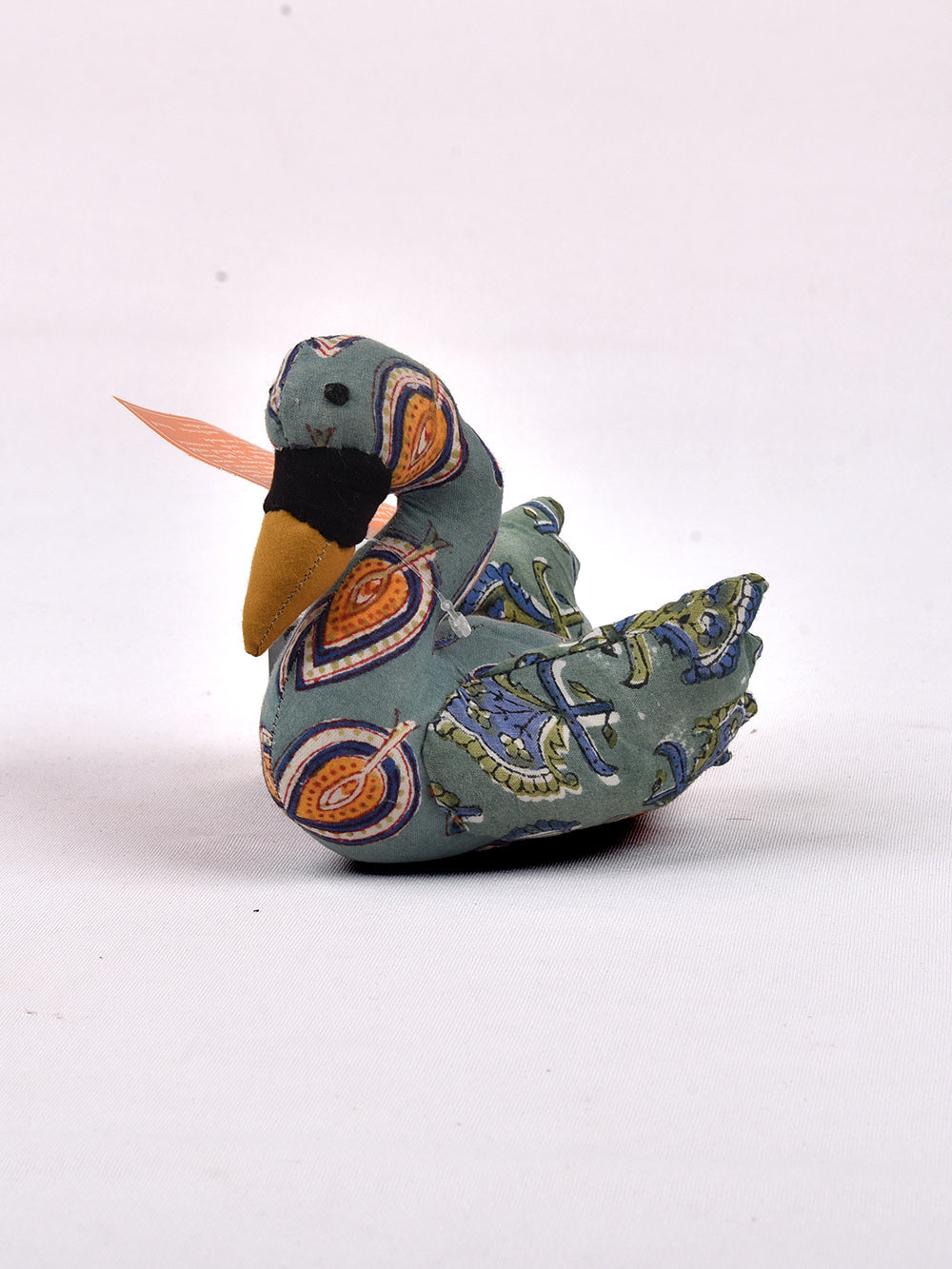 Swan Sea Green Hand Block Printed Fabric Soft Toy