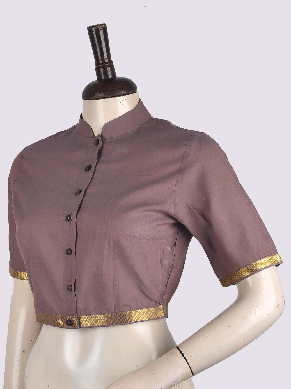 Pyaazi Mandarin Collar Mangalgiri Cotton Blouse