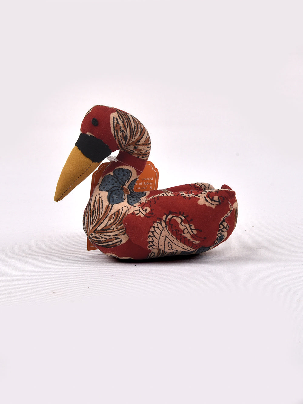 Swan Red Hand Block Printed Fabric Soft Toy