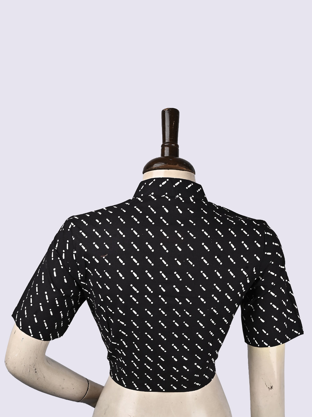 Black Morse Code Prints Hand Block Printed Cotton Blouse