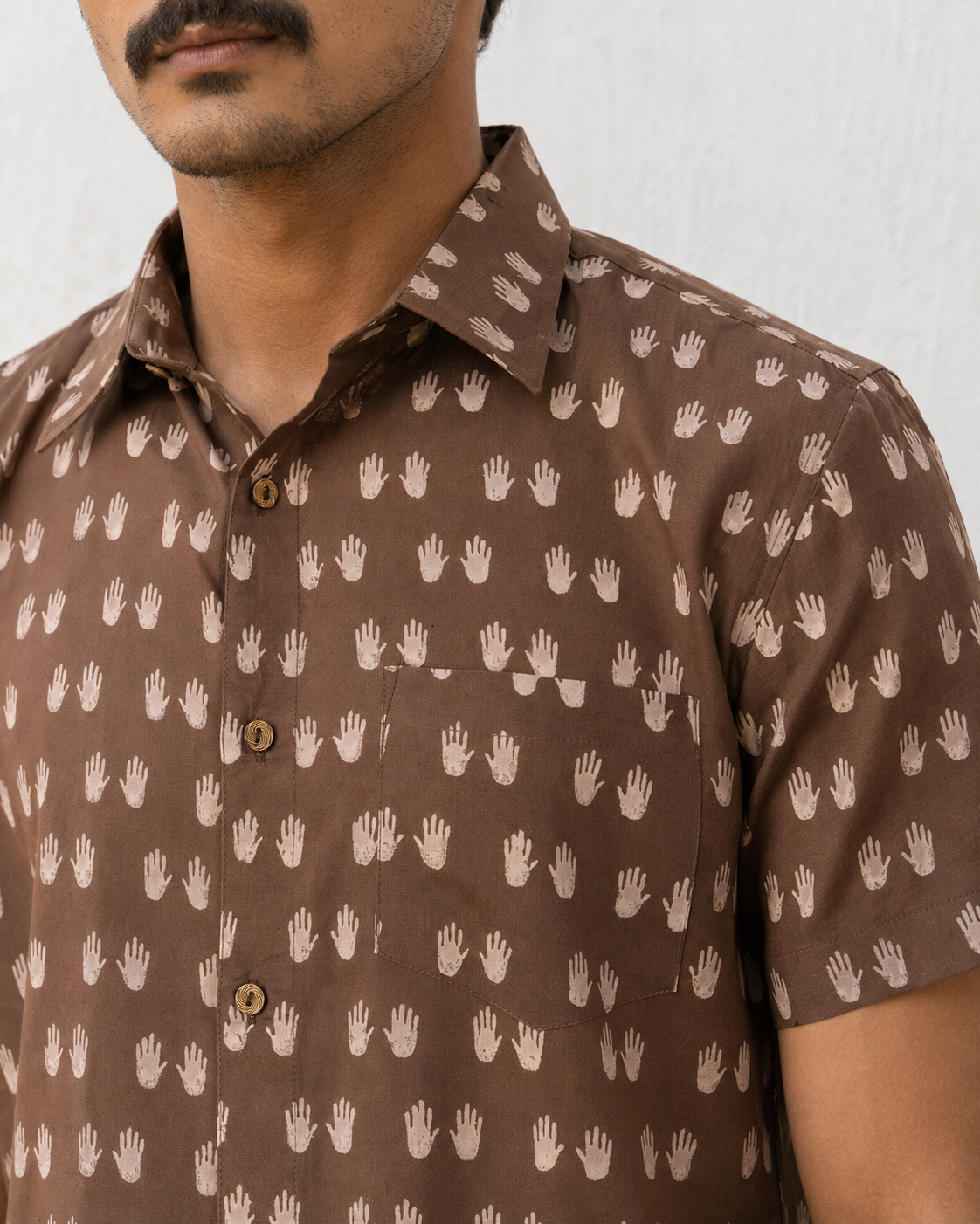 Grey Hands Cotton Mens Half Sleeve Shirts