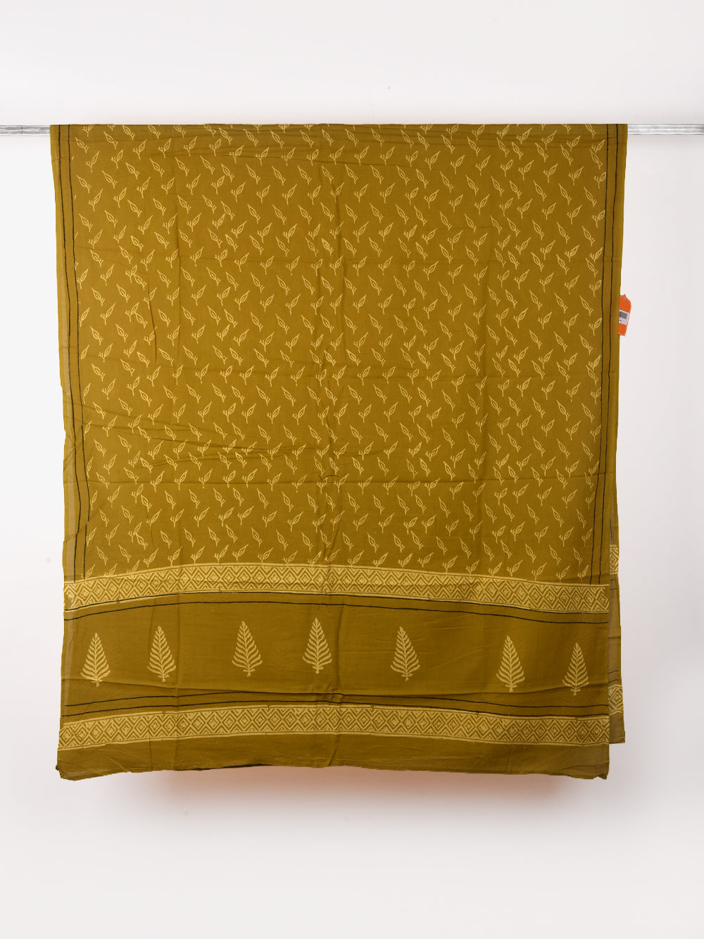 Golden Yellow Leaf Cotton Dupatta