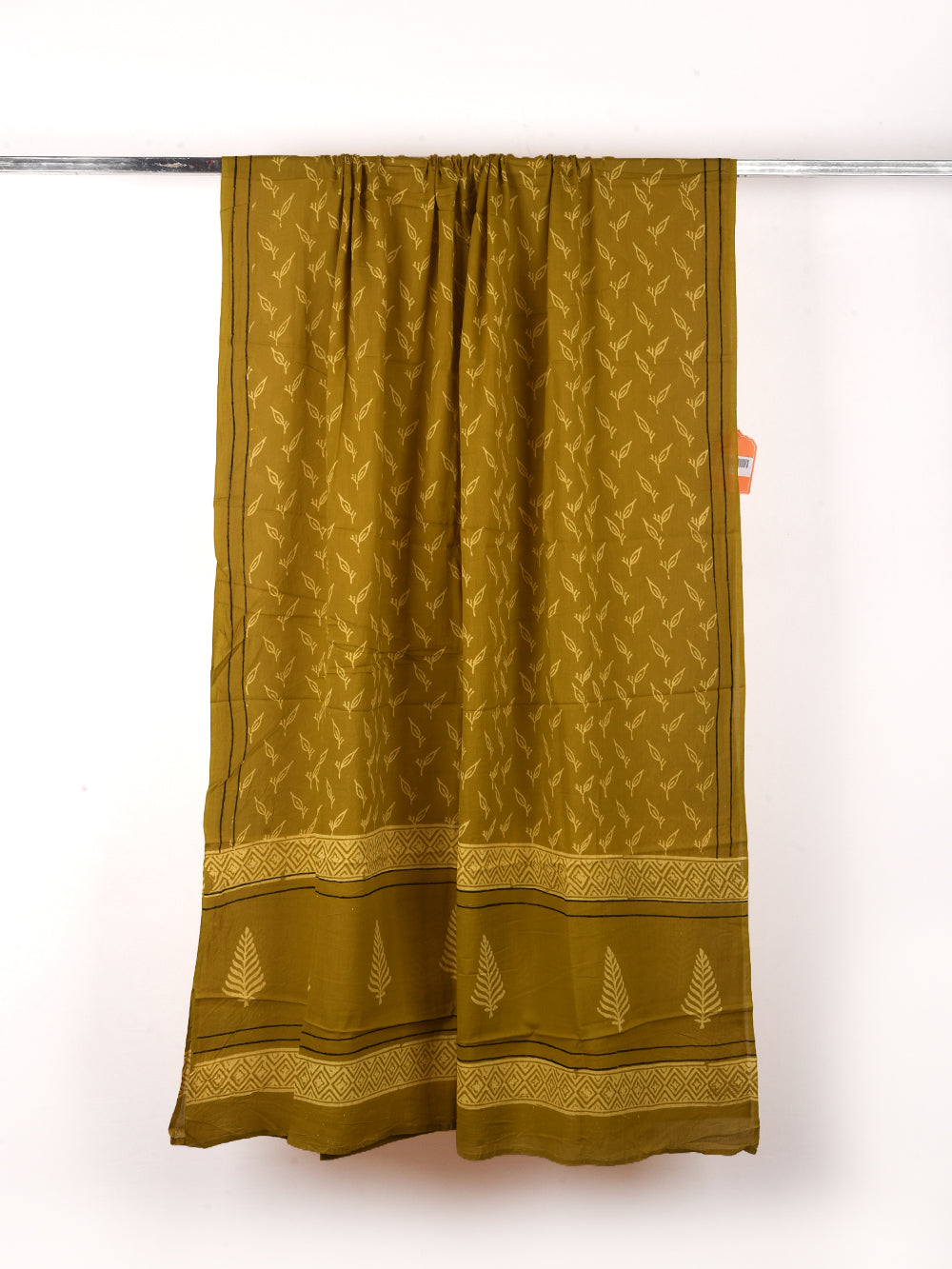 Golden Yellow Leaf Cotton Dupatta