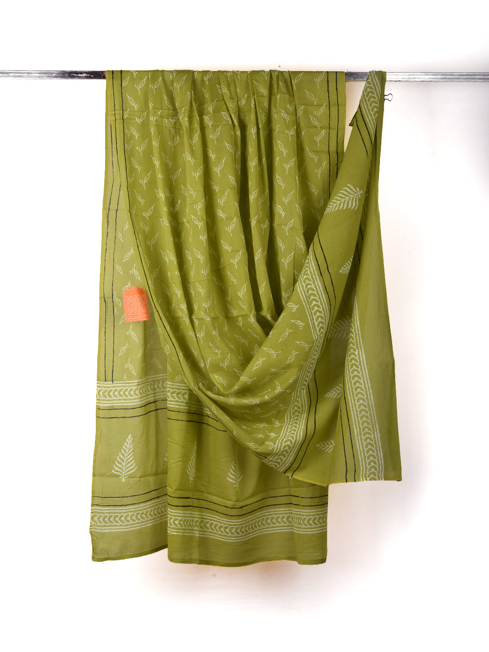 Forest Green Leaf Cotton Dupatta