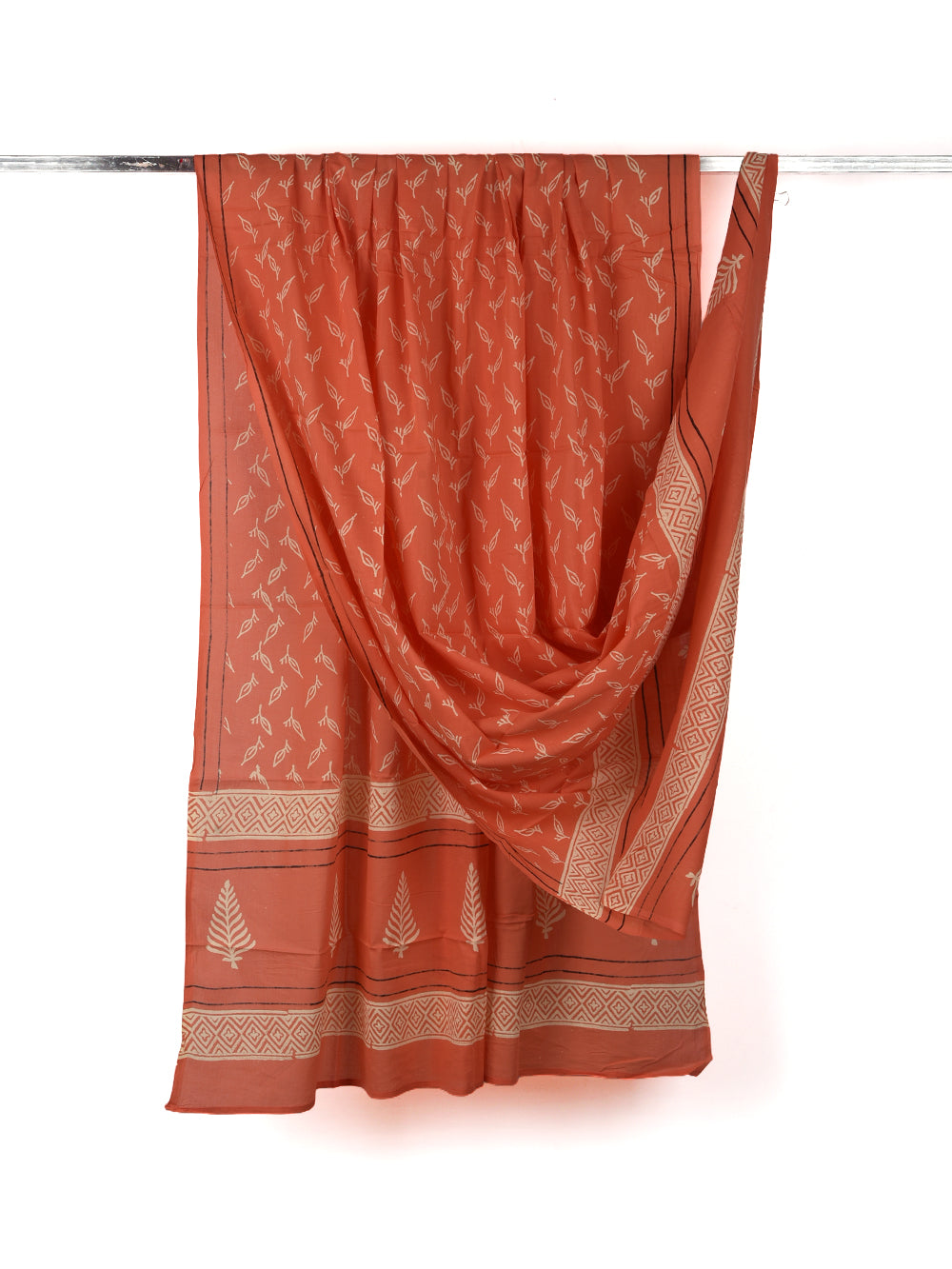 Peach Leaf Cotton Dupatta