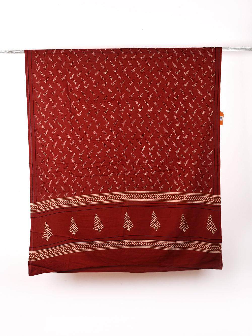 Deep Maroon Leaf Cotton Dupatta
