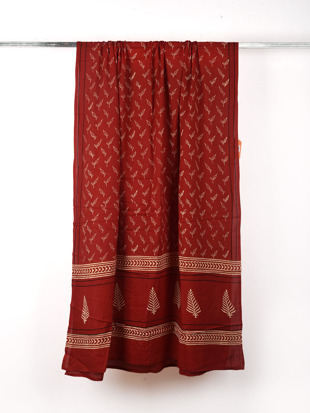 Deep Maroon Leaf Cotton Dupatta