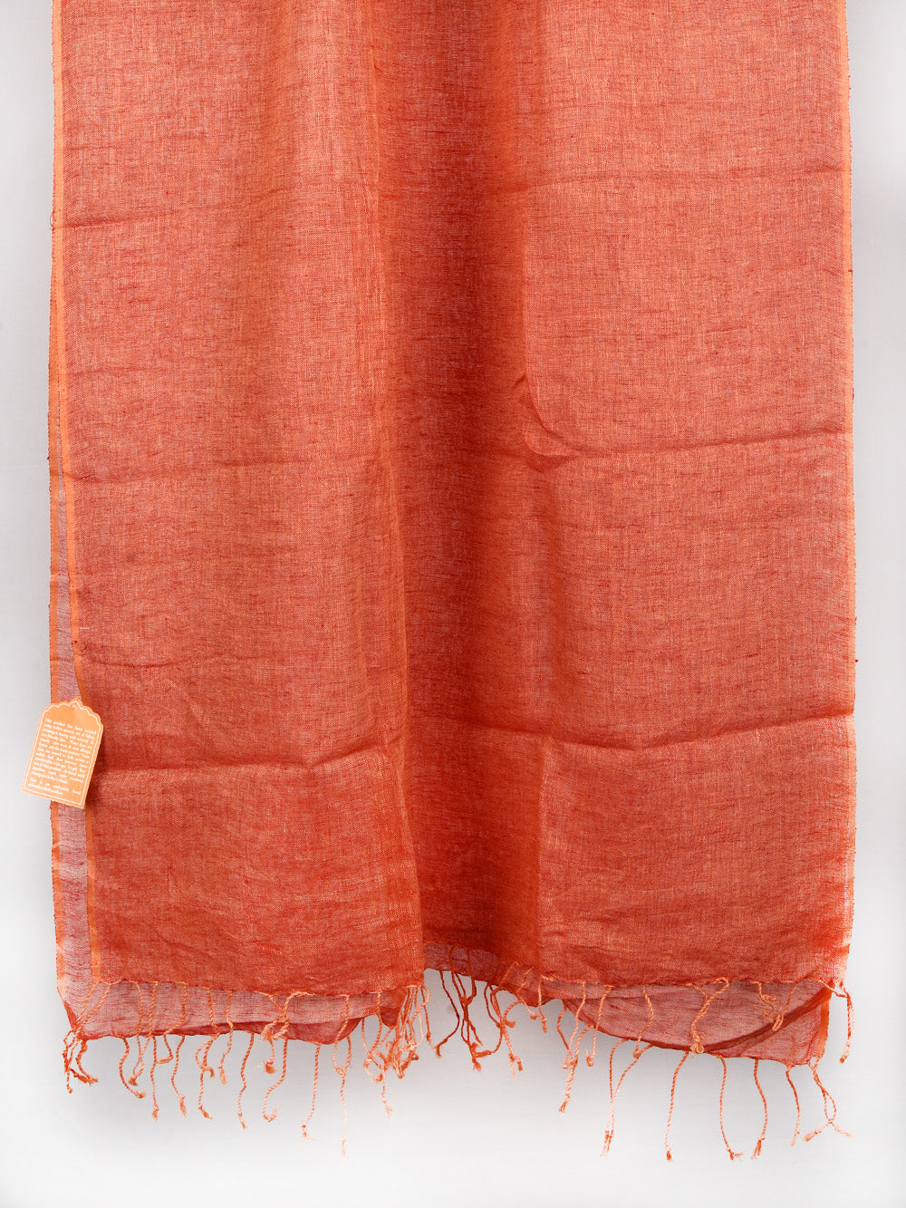 Yarn Dyed Orange Red Pure Linen Dupatta