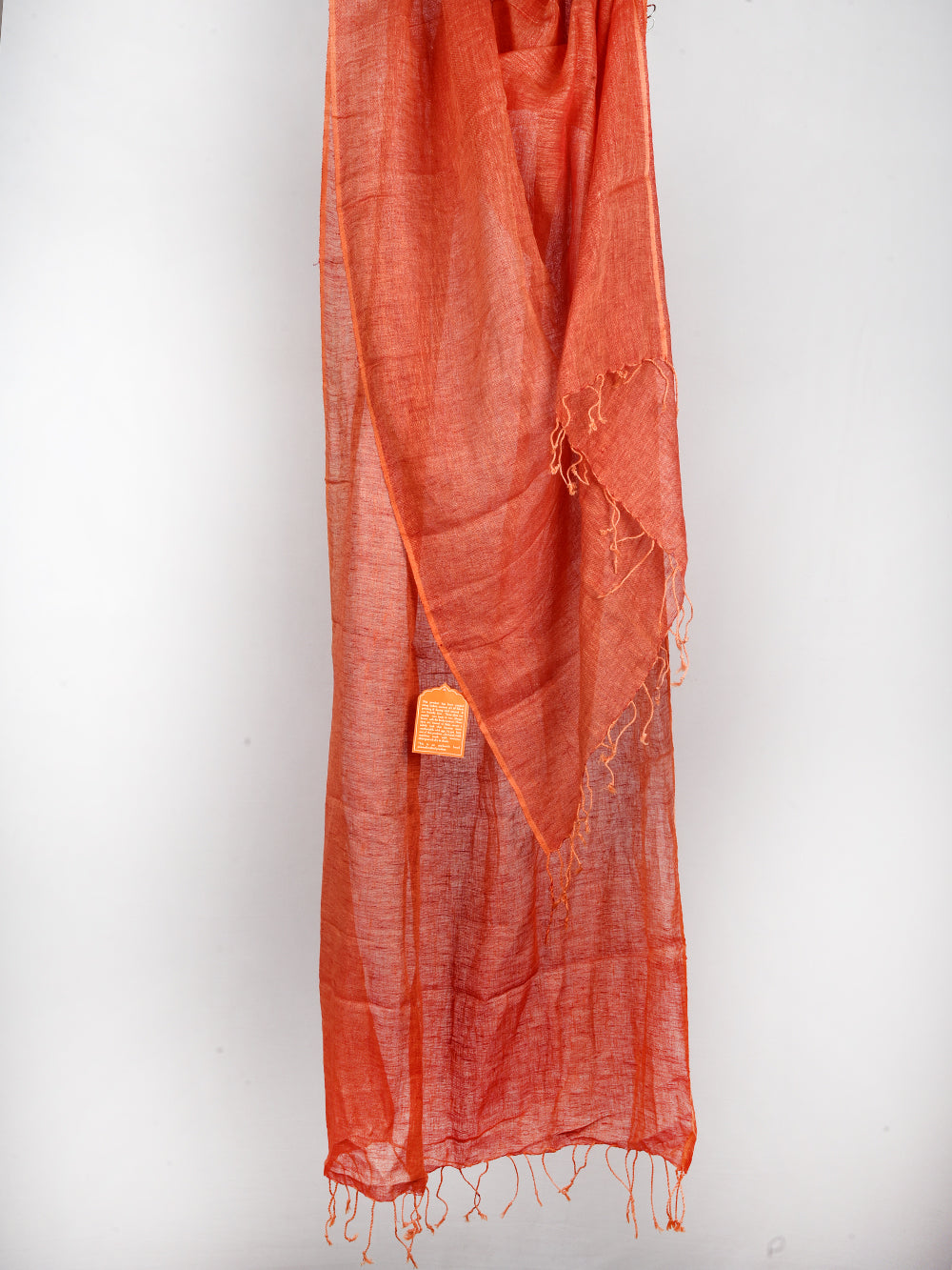 Yarn Dyed Orange Red Pure Linen Dupatta