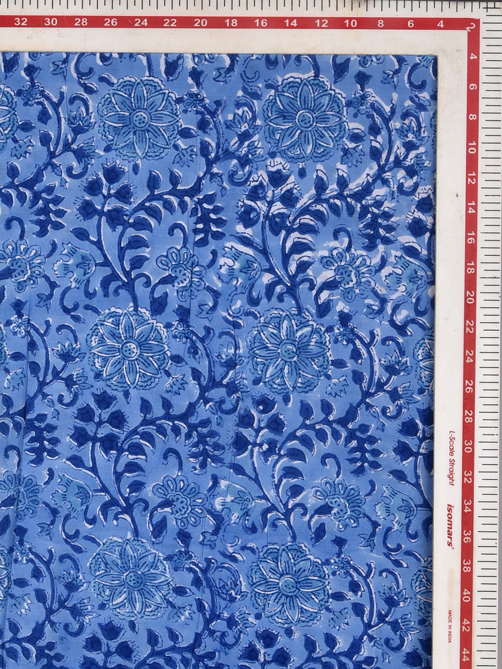 Aasmani Gola Phool Cotton Cambric Sanganeri Hand Block Printed Fabric