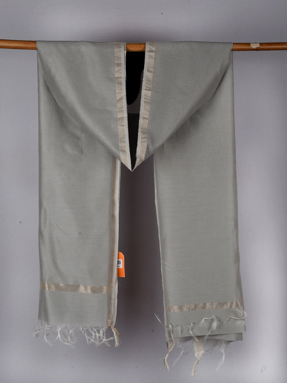 Steel Grey Cross Yarn Dyed Pure Chanderi Dupatta