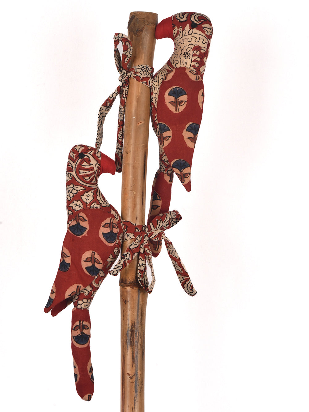 Red Parrot Hand Block Printed Fabric Soft Toy