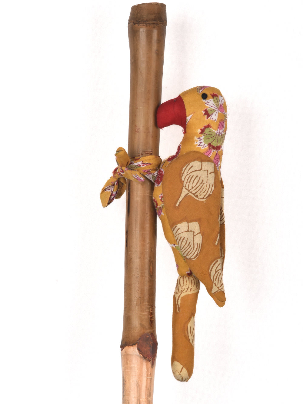 Yellow Parrot Hand Block Printed Fabric Soft Toy