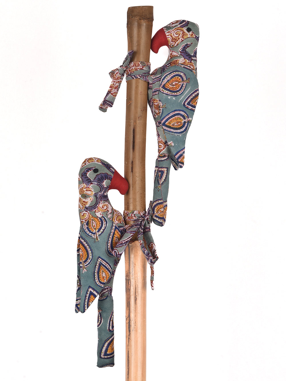 Steel Blue Parrot Hand Block Printed Fabric Soft Toy