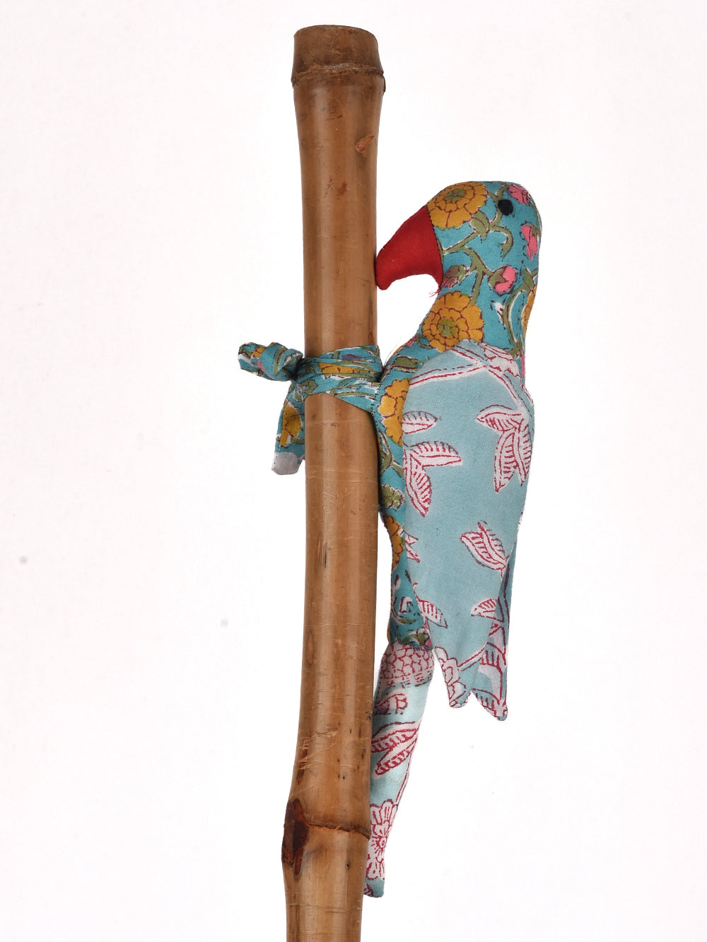 Bright Blue Parrot Hand Block Printed Fabric Soft Toy