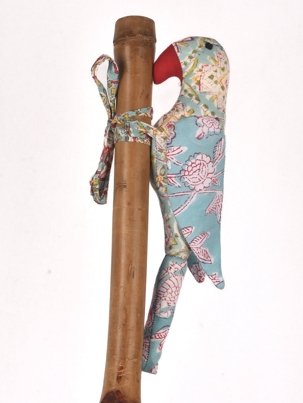 Sky Blue Parrot Hand Block Printed Fabric Soft Toy