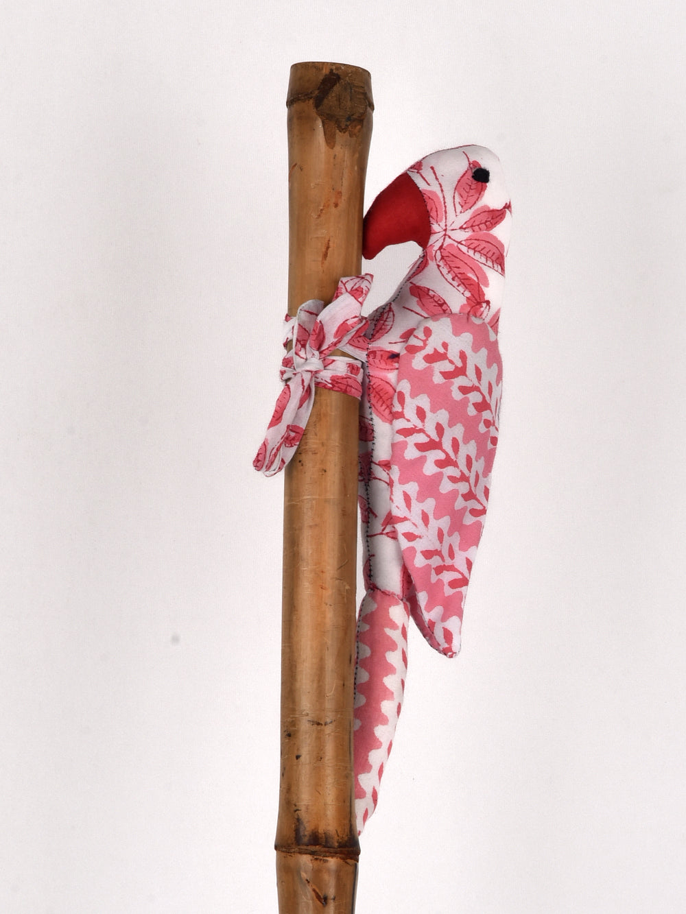 Pink Parrot Hand Block Printed Fabric Soft Toy