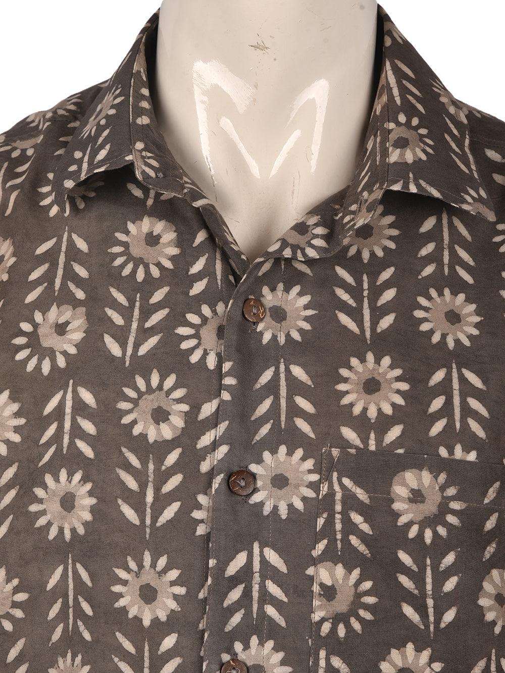 Kasis Flower Cotton Mens Half Sleeve Shirts