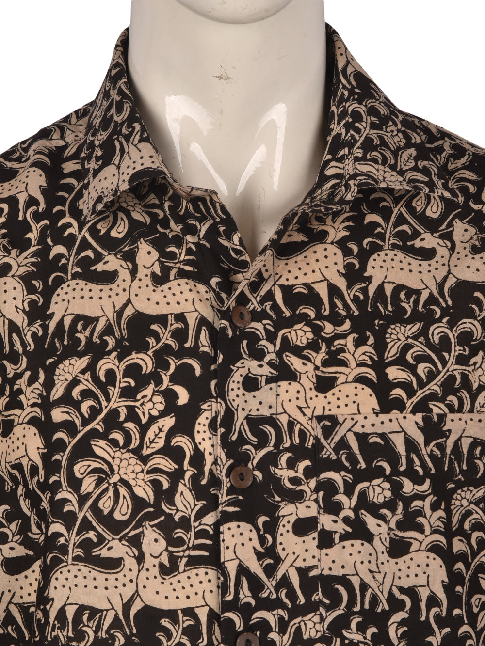 Black Hiran Cotton Mens Half Sleeve Shirts
