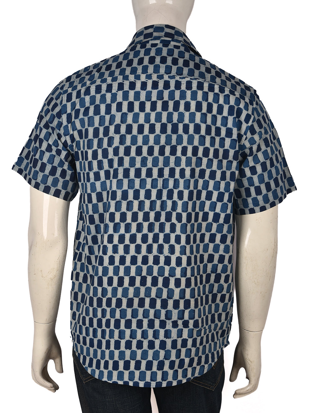 Indigo Checks Cotton Mens Half Sleeve Shirts