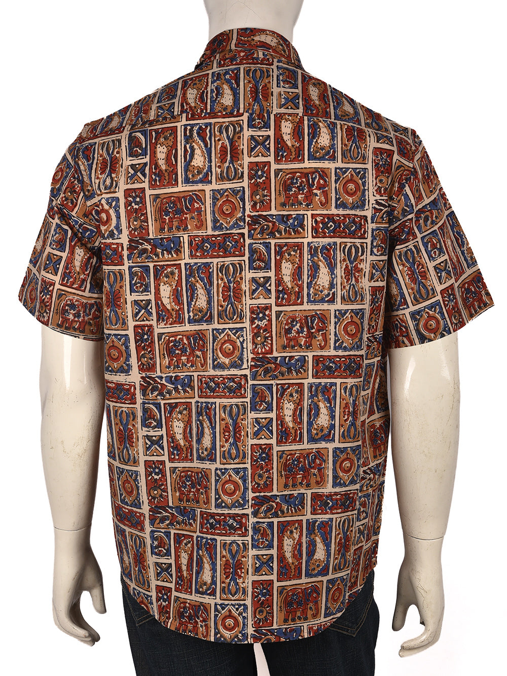 Bagru Kalamkari Cotton Mens Half Sleeve Shirts