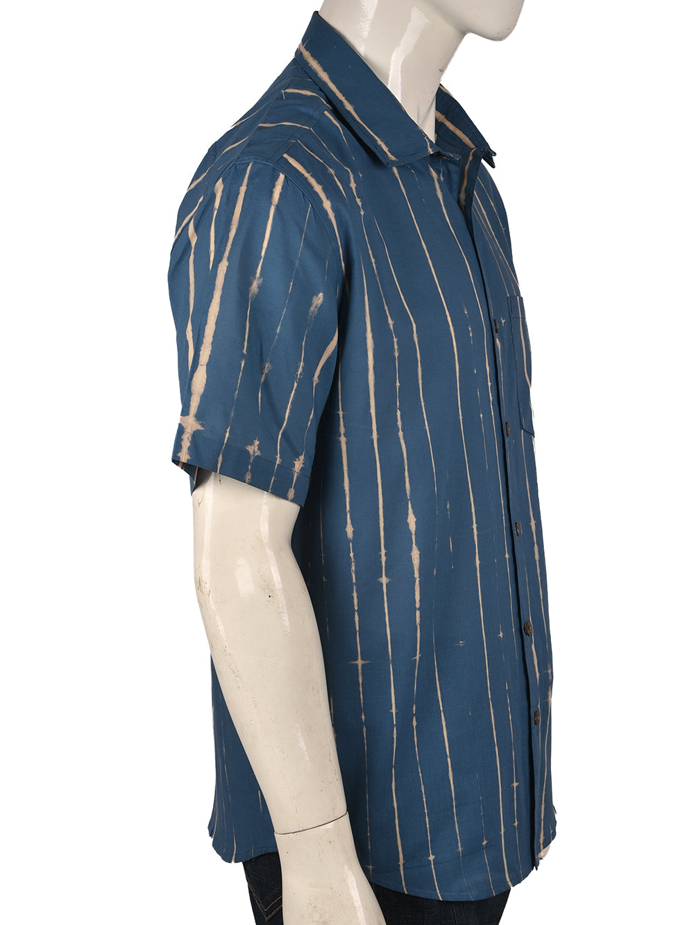 Indigo Tie & Dye Cotton Mens Half Sleeve Shirts