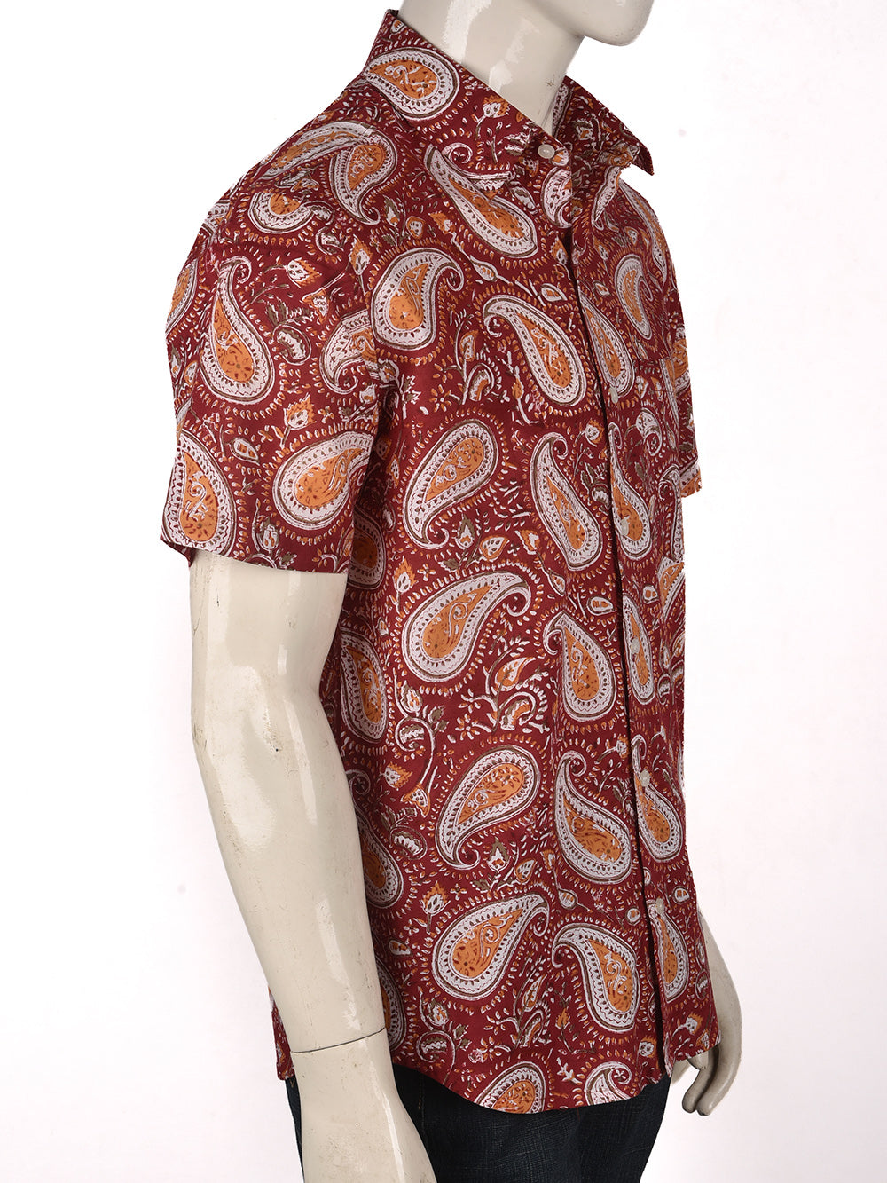 Red Jaal Cotton Mens Half Sleeve Shirts