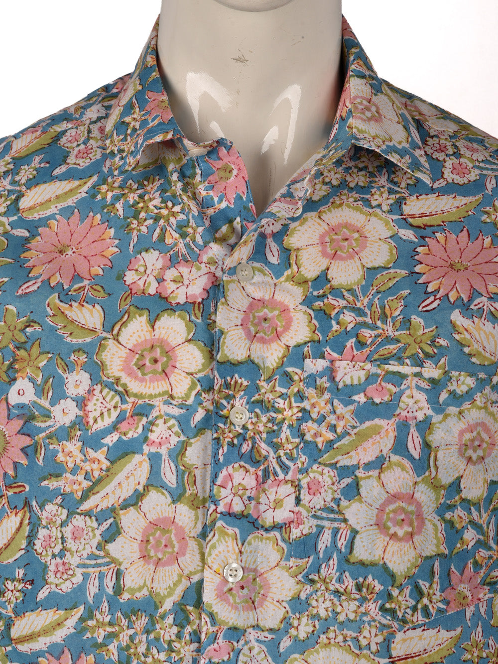 Sky Blue Bagaan Cotton Mens Half Sleeve Shirts