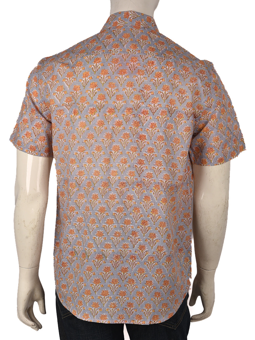 English Grey Booti Cotton Mens Half Sleeve Shirts