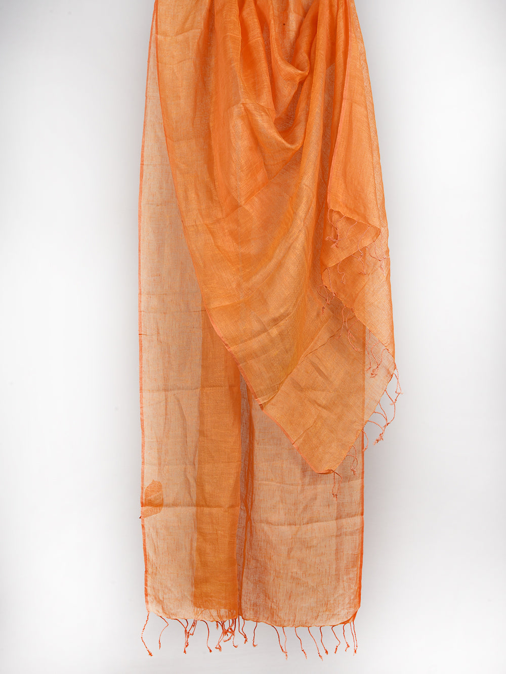 Yarn Dyed Orange Yellow Pure Linen Dupatta
